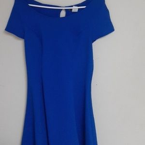 Blue off shoulder dress